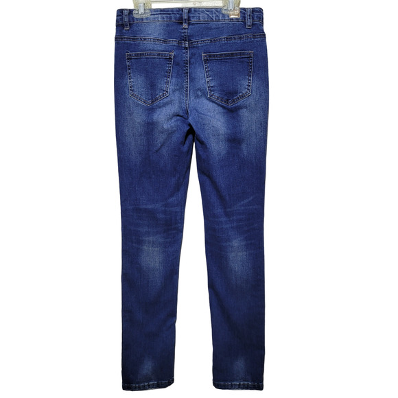 Kidpik Girls Blue Skinny Jeans Whiskering Five Pockets Medium Wash Size 16 - Picture 6 of 10